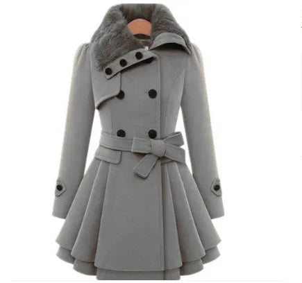 Women's Slim Double-Breasted Wool Coat